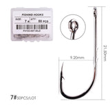 50pcs/ Box Long Shank Fishing Hook 1#-10# Fish Hooks High Carbon Steel Sharp Barbed Offset Narrow Bait Hook
