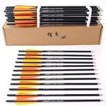 Hunting Crossbow Archery 16/20 Inch Orange yellow feather  Spine 400 Carbon Arrow Used For Crossbow Bow Hunting Shooting