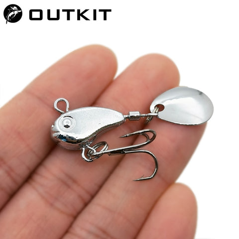 OUTKIT Metal Mini VIB With Spoon Fishing Lure 8.5g Winter Ice Fishing Tackle Pin Crankbait Vibration Spinner Sinking Bait
