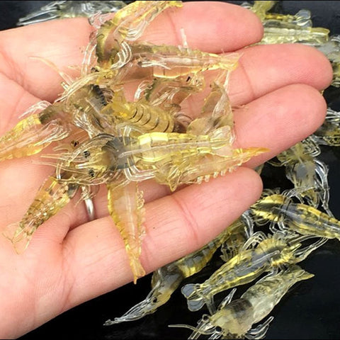 20Pcs/Lot Silicone Baits 4cm 1g Soft Fishing Lure Gold Artificial Shrimp Bait No hook Sea Fishing Winter Fishing X107