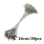 20PCS Anti Bite Steel Fishing Line Steel Wire Leader With Swivel Fishing Accessory Lead Core Leash Fishing Wire 15CM-50CM