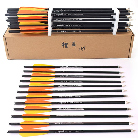 Hunting Crossbow Archery 16/20 Inch Orange yellow feather  Spine 400 Carbon Arrow Used For Crossbow Bow Hunting Shooting