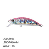 1PCS Minnow Fishing Lure 3D Eyes 50mm 5g Plastic Hard Bait Artificial Lures Wobbler Crankbait Winter Sea Fishing Bass Tackle