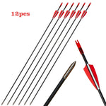 6pcs/12pcs Huntingdoor Hunting Fiberglass Arrows 31inch Diameter 6mm 3Inch 2 Red 1 White Arrow Feather for Recurve Bow Archery