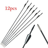 6pcs/12pcs Huntingdoor Hunting Fiberglass Arrows 31inch Diameter 6mm 3Inch 2 Red 1 White Arrow Feather for Recurve Bow Archery