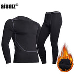 Aismz Winter Thermal Underwear Men Warm First Layer Man Undrewear Set Fleece  Compression Quick Drying Second Skin Long Johns