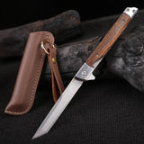 Damascus Pattern Folding Knife Outdoor Self-Defense Knife High Hardness Folding Knife Camping Survival Knife