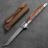 Damascus Pattern Folding Knife Outdoor Self-Defense Knife High Hardness Folding Knife Camping Survival Knife