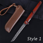 Damascus Pattern Folding Knife Outdoor Self-Defense Knife High Hardness Folding Knife Camping Survival Knife