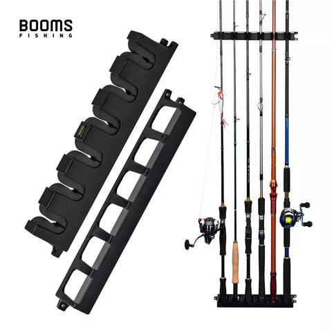 Booms Fishing WV2 Vertical 6-Rod Rack Fishing Pole Holder Rod Holders Wall Mount Modular for Garage