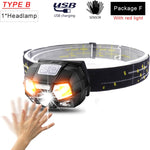 50000LM Powerful LED Headlight Sensor Head Light USB Rechargeable Headlamp Head Torch Waterproof for Camping Hiking