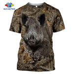 SONSPEE Military Casual Men's Tops Camo Hunting Animal Deer Head 3D T-shirt Fashion Streetwear Women Pullover Short Sleeve Tee