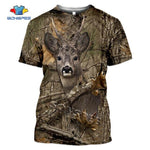 SONSPEE Military Casual Men's Tops Camo Hunting Animal Deer Head 3D T-shirt Fashion Streetwear Women Pullover Short Sleeve Tee