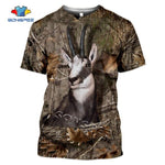 SONSPEE Military Casual Men's Tops Camo Hunting Animal Deer Head 3D T-shirt Fashion Streetwear Women Pullover Short Sleeve Tee