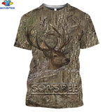 SONSPEE Military Casual Men's Tops Camo Hunting Animal Deer Head 3D T-shirt Fashion Streetwear Women Pullover Short Sleeve Tee