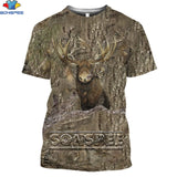 SONSPEE Military Casual Men's Tops Camo Hunting Animal Deer Head 3D T-shirt Fashion Streetwear Women Pullover Short Sleeve Tee