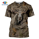 SONSPEE Military Casual Men's Tops Camo Hunting Animal Deer Head 3D T-shirt Fashion Streetwear Women Pullover Short Sleeve Tee