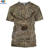 SONSPEE Military Casual Men's Tops Camo Hunting Animal Deer Head 3D T-shirt Fashion Streetwear Women Pullover Short Sleeve Tee