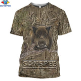 SONSPEE Military Casual Men's Tops Camo Hunting Animal Deer Head 3D T-shirt Fashion Streetwear Women Pullover Short Sleeve Tee