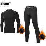 Aismz Winter Thermal Underwear Men Warm First Layer Man Undrewear Set Fleece  Compression Quick Drying Second Skin Long Johns