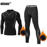 Aismz Winter Thermal Underwear Men Warm First Layer Man Undrewear Set Fleece  Compression Quick Drying Second Skin Long Johns