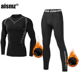 Aismz Winter Thermal Underwear Men Warm First Layer Man Undrewear Set Fleece  Compression Quick Drying Second Skin Long Johns