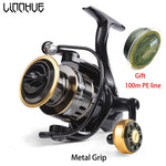 LINNHUE Fishing Reel HE500-7000 Max Drag 10kg Spare Metal Spool Spinning Reel Saltwater Fresh For Carp Fishing Send Gift Line