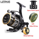 LINNHUE Fishing Reel HE500-7000 Max Drag 10kg Spare Metal Spool Spinning Reel Saltwater Fresh For Carp Fishing Send Gift Line